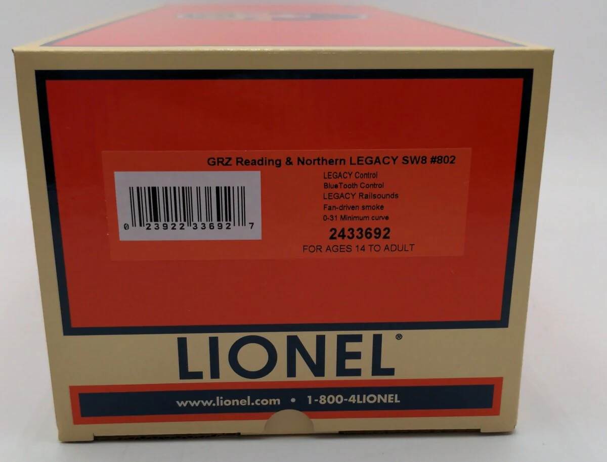 Lionel 2433692 O Gauge GRZ Reading & Northern Legacy SW8 #802 LN/Box - Image 8