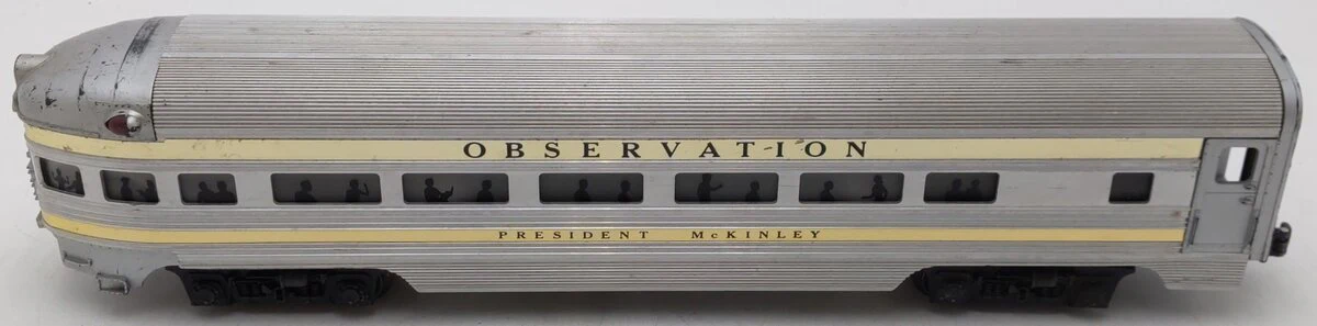 Lionel 2521 Vintage O President McKinley Gold Stripe Aluminum Observation Car VG