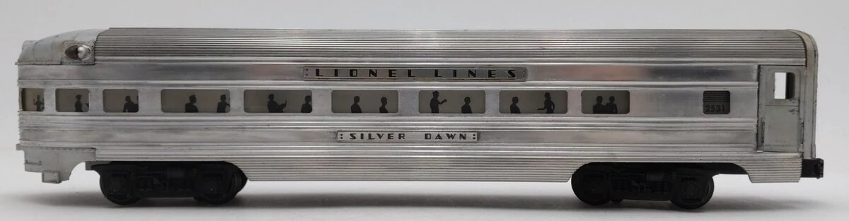 Lionel 2531 Vintage O Lionel Lines Silver Dawn Aluminum Observation Car VG