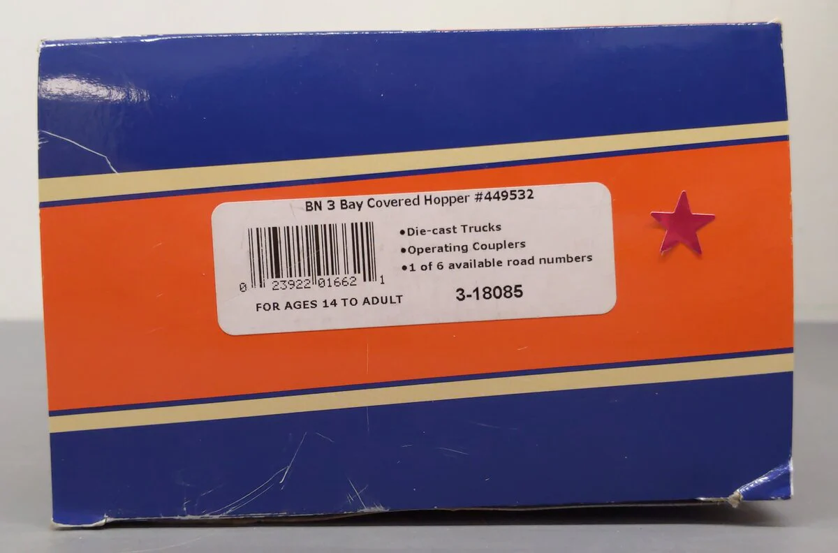 Lionel 3-18085 O Gauge Burlington Northern 3-Bay Covered Hopper #449532 LN/Box - Image 4