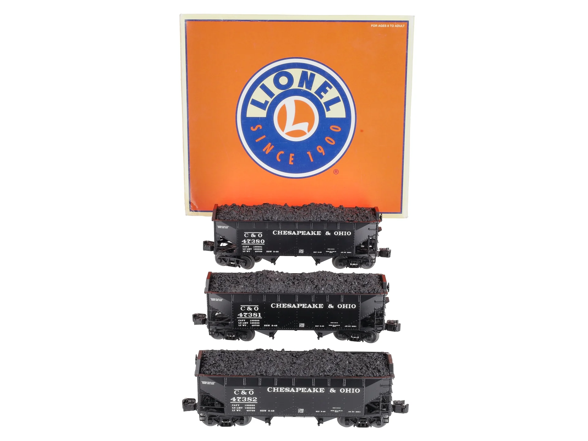 Lionel 6-11873 O Gauge Chesapeake and Ohio Offset 2-Bay Hopper (Set of 3) MT/Box
