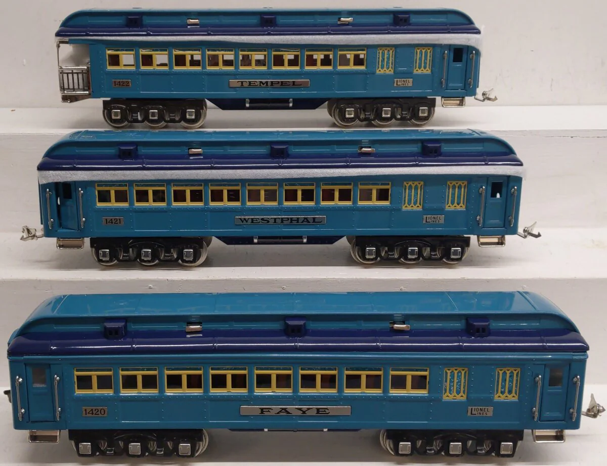 Lionel 6-13408 Standard Gauge Blue Comet Tinplate Passenger 3-Car Set EX/Box - Image 3