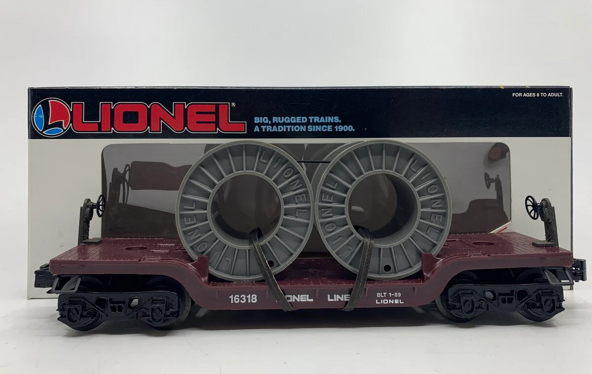 Lionel 6-16318 O Gauge Lionel Lines Depressed Flatcar with Cable Reels LN/Box