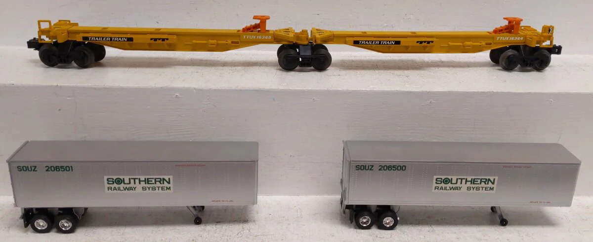 Lionel 6-16363 O Gauge Southern TTUX Flatcar w/ Trailers NIB - Image 2