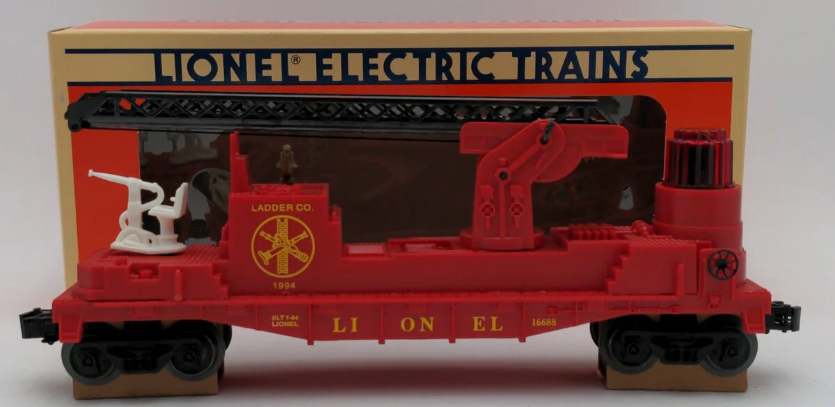 Lionel 6-16688 O Gauge Red Operating Fire Ladder Car EX/Box