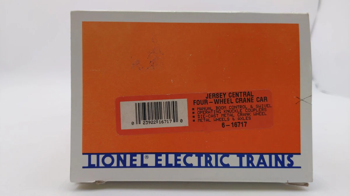 Lionel 6-16717 O Gauge Jersey Central Four Wheel Crane Car EX/Box - Image 4