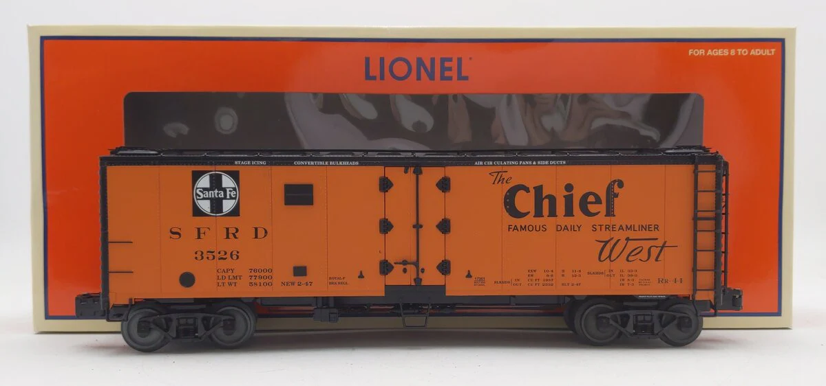 Lionel 6-17351 O Gauge Santa Fe Steel Sided Refrigerator Car #3526 VG/Box