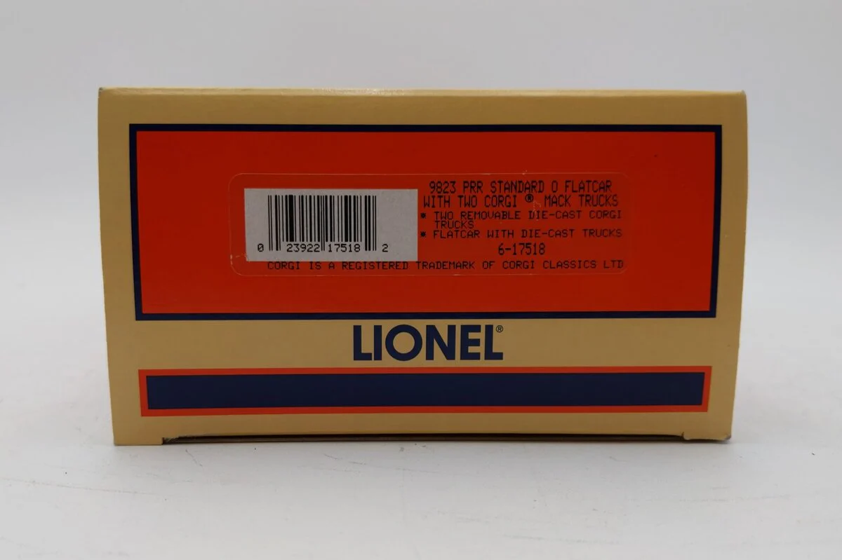 Lionel 6-17518 O Gauge Pennsylvania Flatcar with 2 Corgi Mack AEC Trucks #9823 EX/Box - Image 5