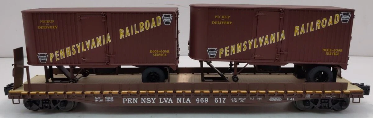 Lionel 6-17582 O Gauge Pennsylvania PS-4 Flatcars w/ Piggyback Trailer #469617 LN/Box - Image 2