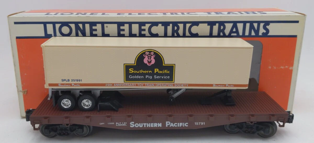Lionel 6-17889 O Gauge TTOS Southern Pacific Flatcar with Trailer #15791 VG/Box