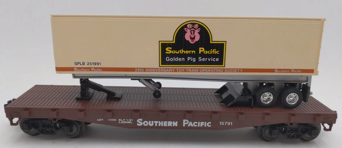Lionel 6-17889 O Gauge TTOS Southern Pacific Flatcar with Trailer #15791 VG/Box - Image 2