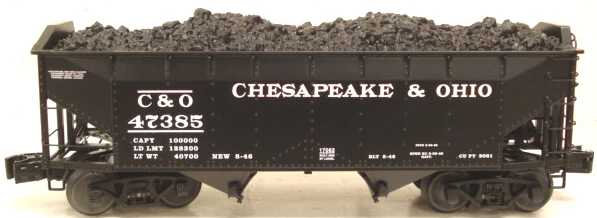 Lionel 6-21872 O Gauge Chesapeake & Ohio Offset 2-Bay Hopper (Set of 3) MT/Box - Image 2
