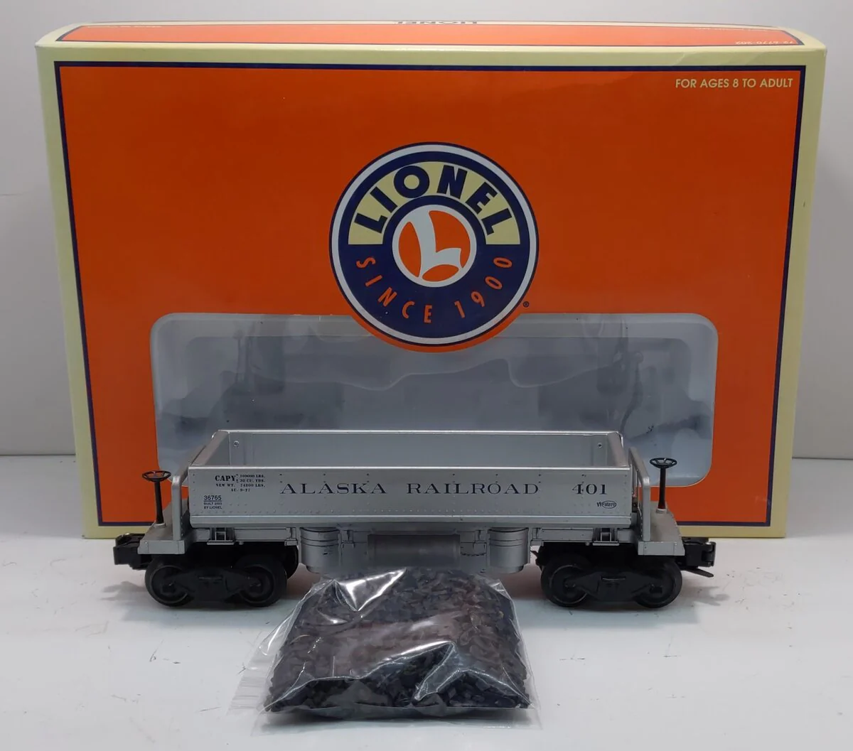 Lionel 6-36765 O Gauge Alaska Operating Coal Dump Car #401 With Coal Load LN/Box