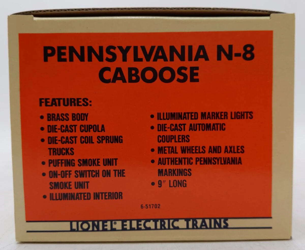 Lionel 6-51702 O Gauge BRASS Pennsylvania N-8 Smoking Caboose #478039 EX/Box - Image 8