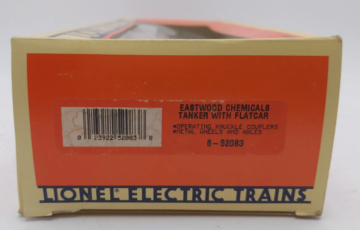 Lionel 6-52083 O Gauge Pennsylvania Flatcar w/ Eastwood Chemicals Tanker EX/Box - Image 7