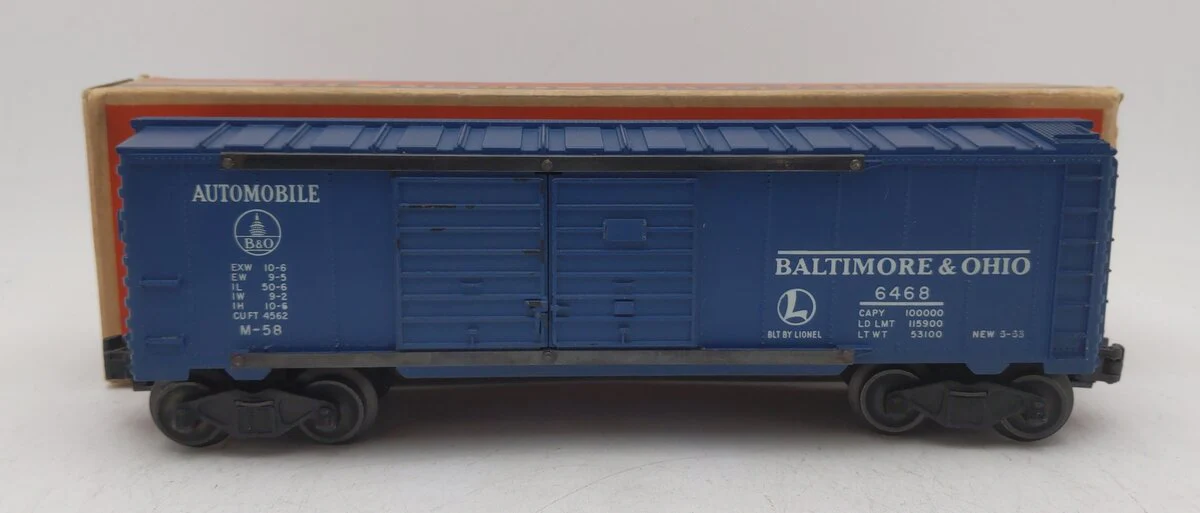 Lionel 6468 Vintage Postwar B&O Double Door Automobile Boxcar EX/Box
