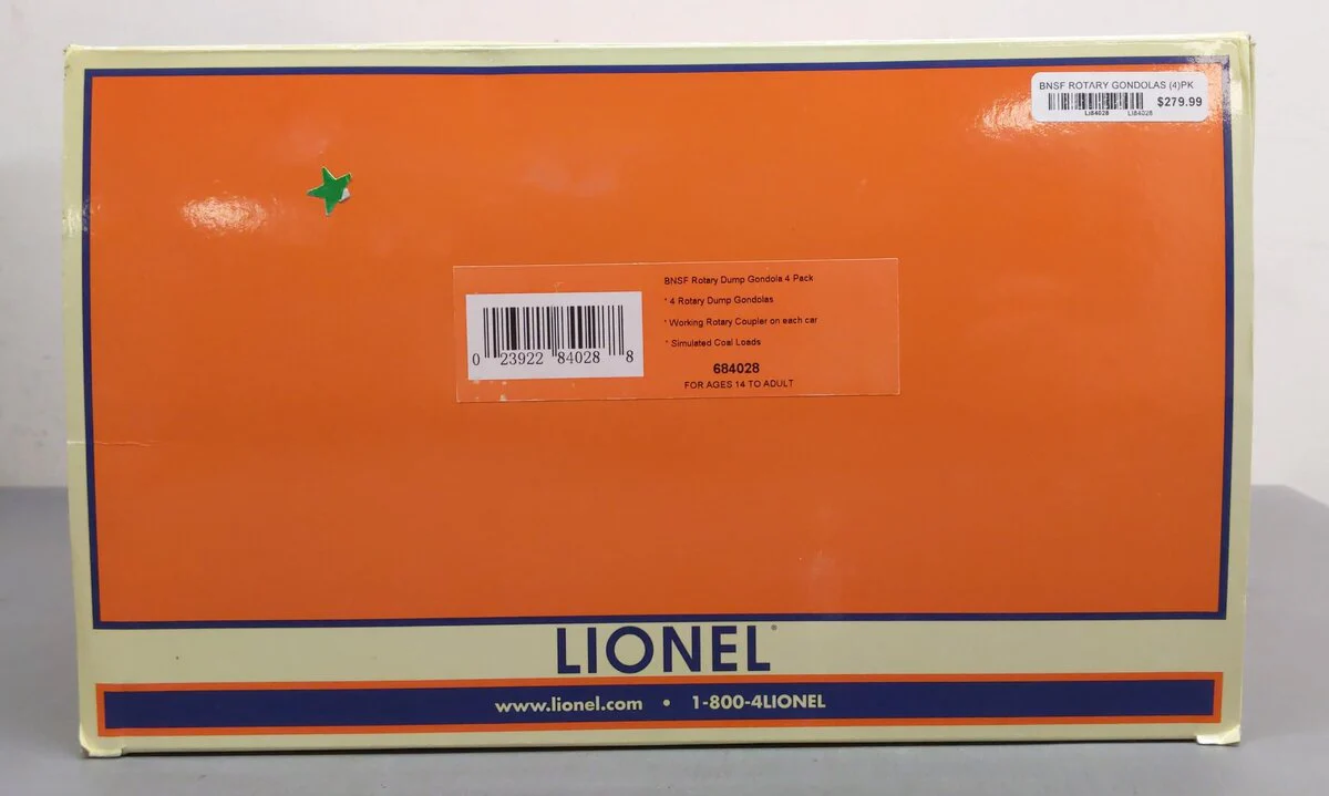 Lionel 684028 O Gauge BNSF Rotary Dump Gondola 4-Pack NIB - Image 4