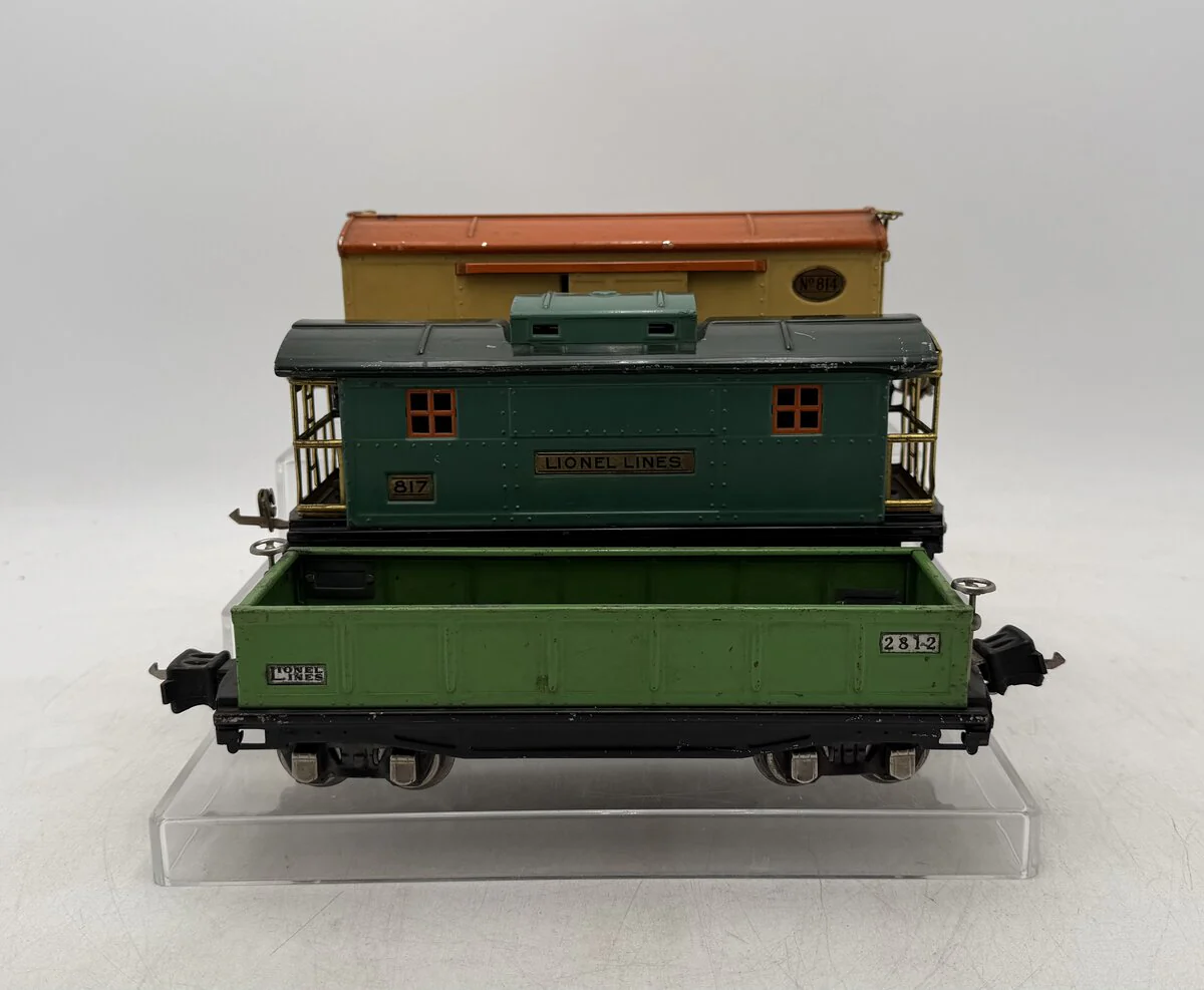 Lionel 814, 817 & 2812 Vintage O Tinplate Freight Cars [3] VG