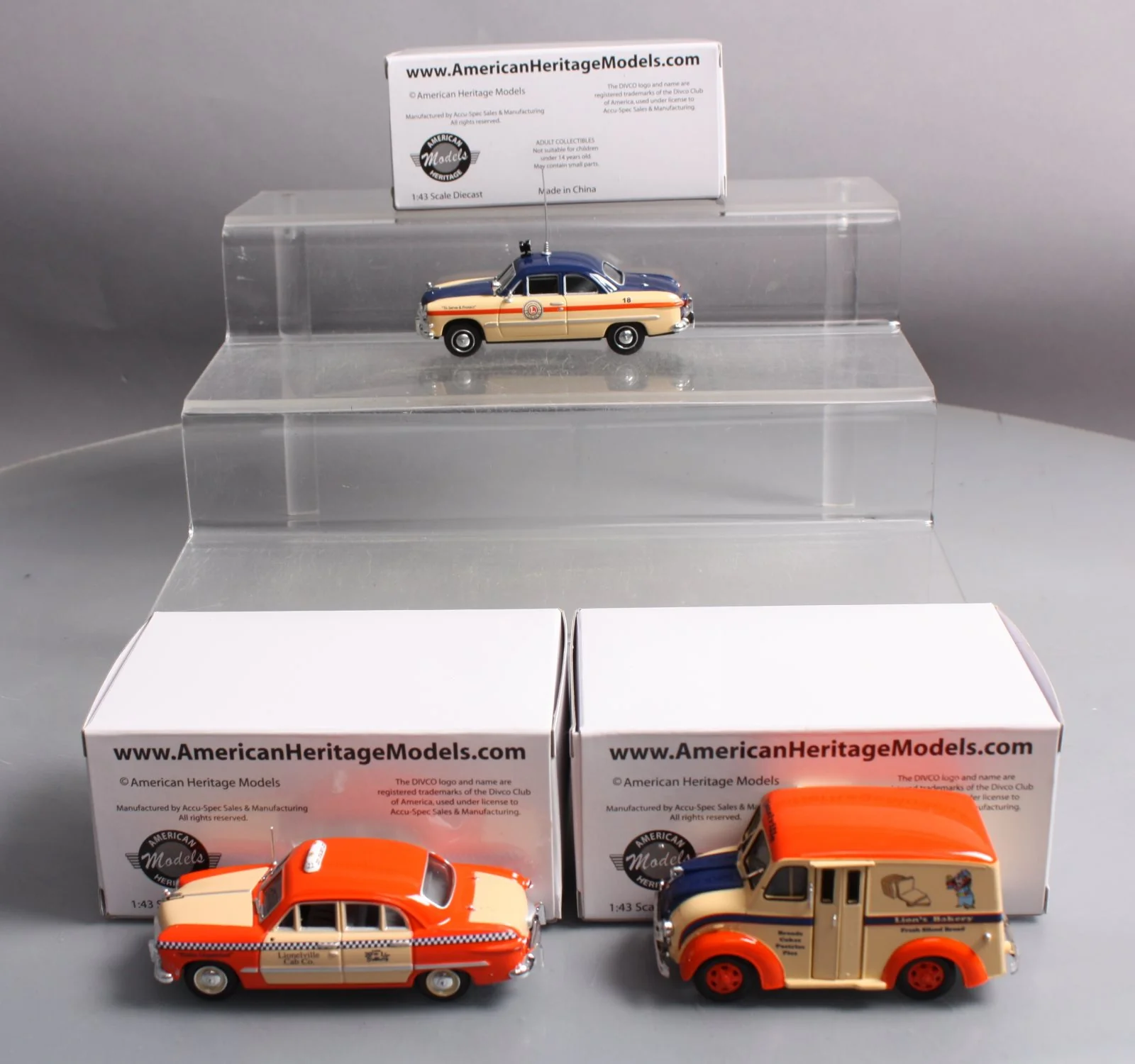 Lionel LCCA-1001 1:48Lionelville Police/Taxi & Bakery Vehicles Set #1 (Box of 3) LN/Box