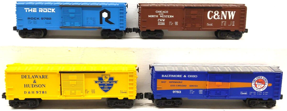 Lionel O Gauge Assorted Boxcars: 9783, 9781, 9782, 9786 [4] VG - Image 2