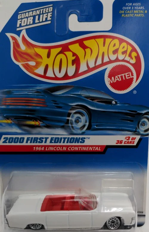 Mattel 24366 Hot Wheels White 1964 Lincoln Continental 2000 First Editions