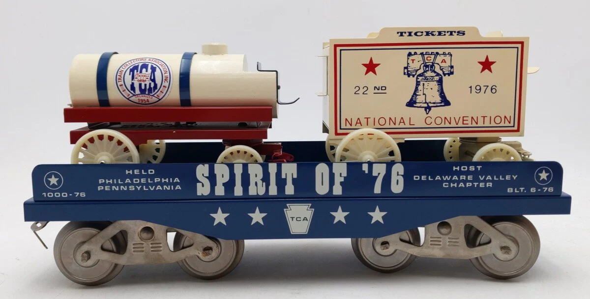 McCoy 1000-76 Standard Gauge TCA Spirit of 1976 Flatcar with Load LN/Box - Image 2