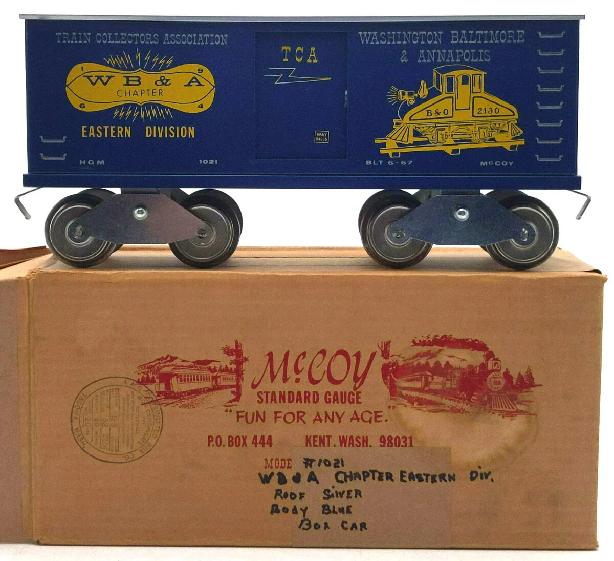McCoy 1021 Standard Gauge Washington, Baltimore and Annapolis Boxcar VG/Box