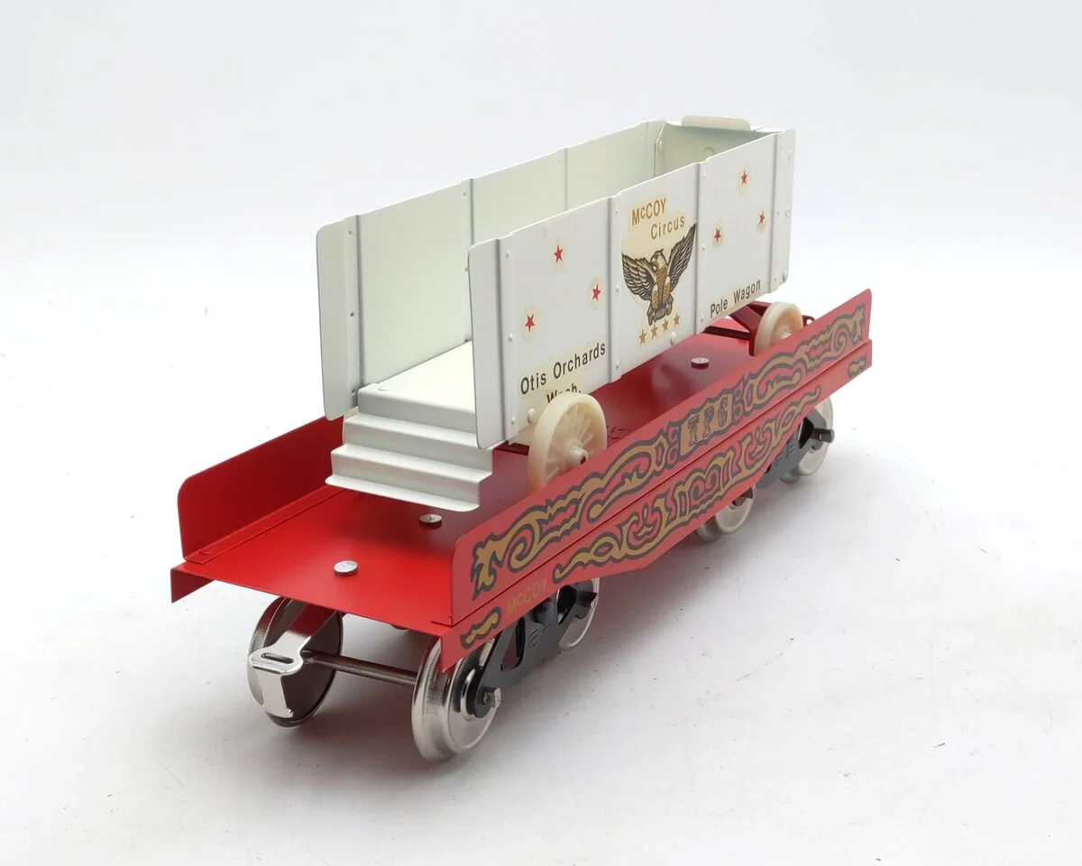 McCoy 256PW Standard Gauge Circus Flatcar w/ Tent Pole Wagon EX/Box - Image 7