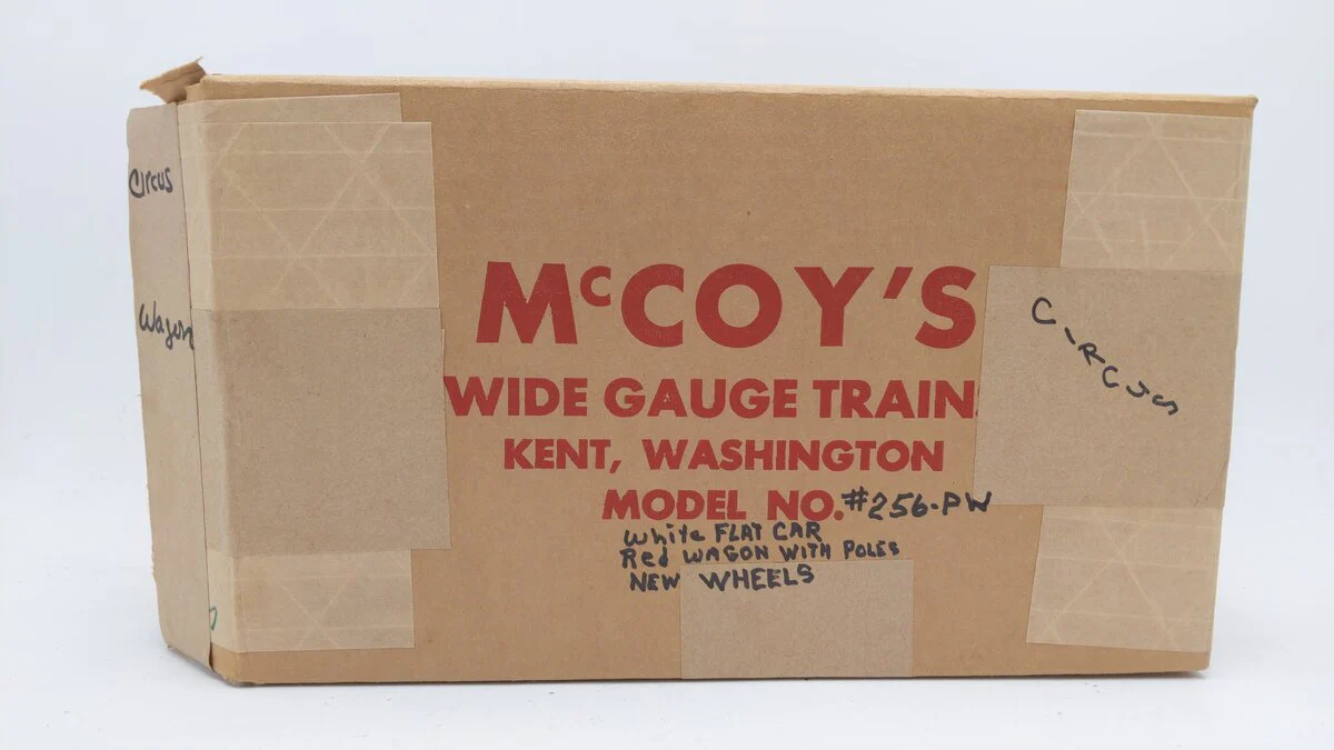 McCoy 256TW Standard Gauge Flat Car w/ Tent Wagon EX/Box - Image 5