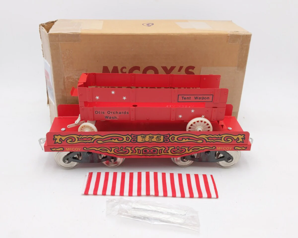 McCoy 256TW Standard Gauge TPC Circus Flat Car w/ Tent Wagon LN/Box