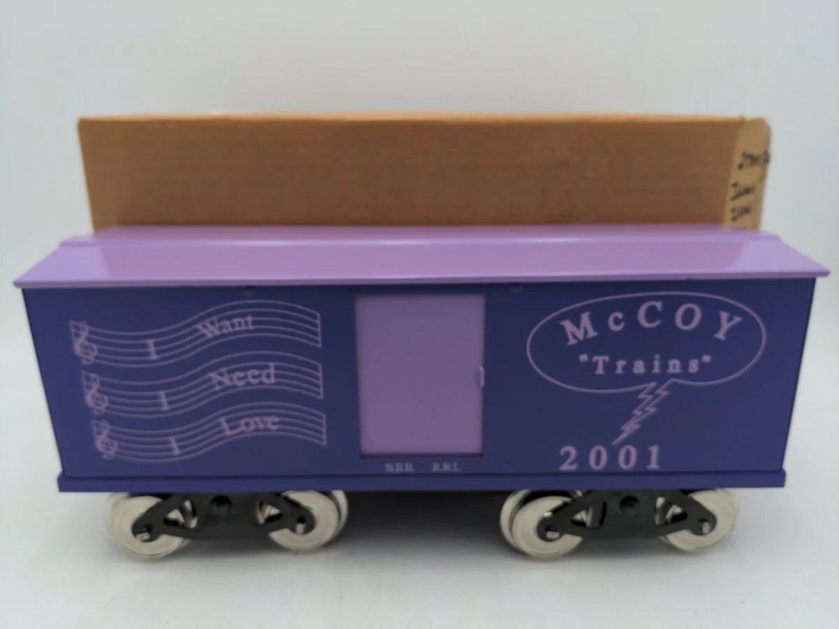 McCoy Standard Gauge I Want I Need I Love 2 Toned Purple Box Car LN/Box