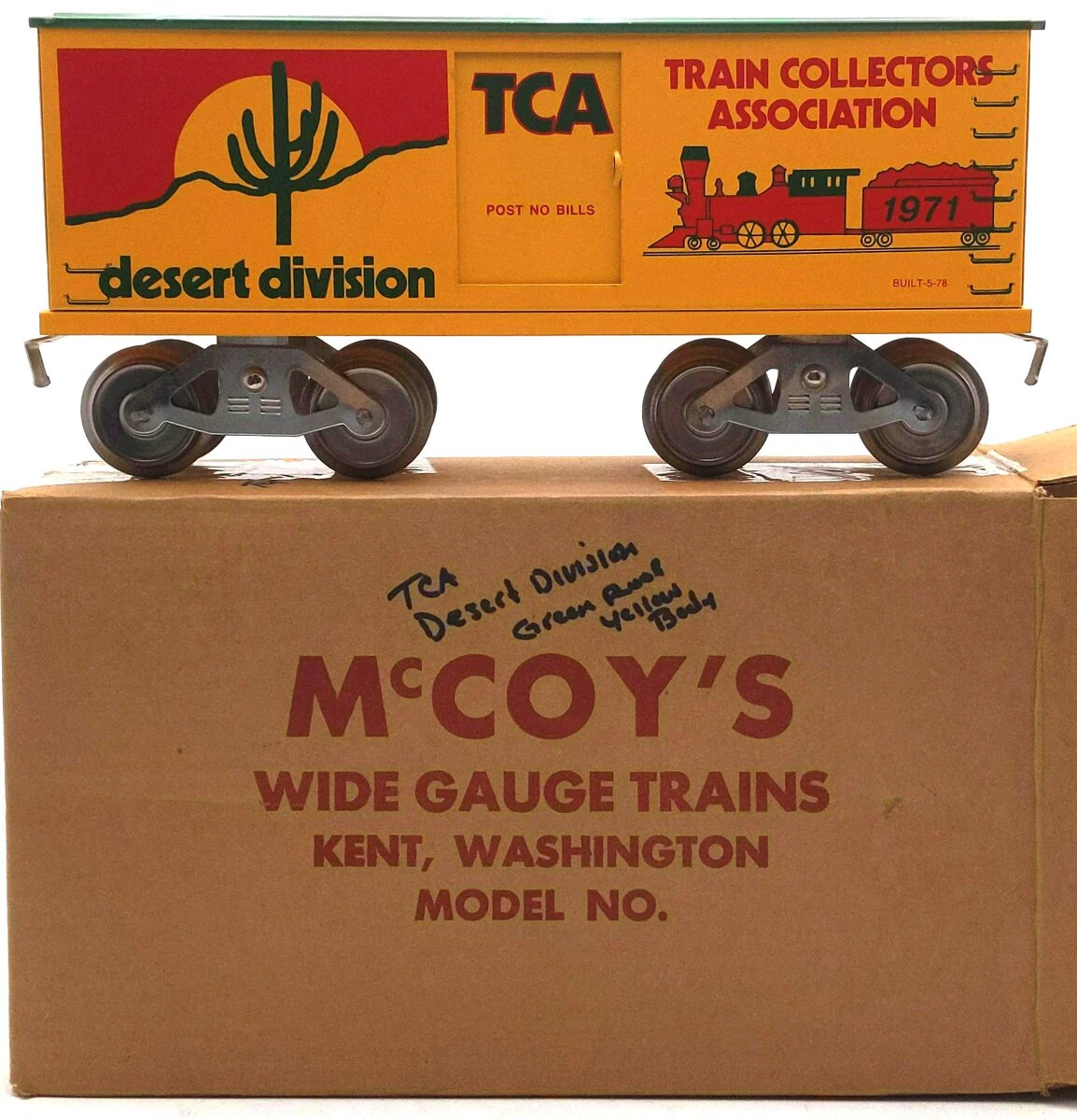 McCoy Standard Gauge TCA Desert Division 1971 Boxcar EX/Box