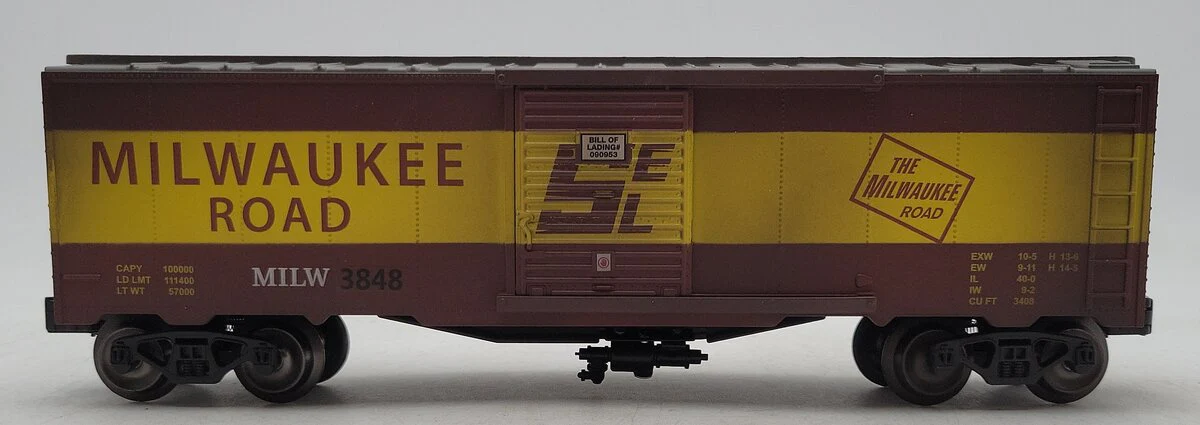 Menards 279-4418 O Gauge Milwaukee Road Weathered Boxcar #3848 EX/Box - Image 2