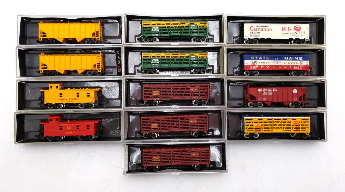MRC N Scale Assorted Freight Cars: 7051, 7084, 7086, 7073, 8010, 7070, 7071 [13] EX