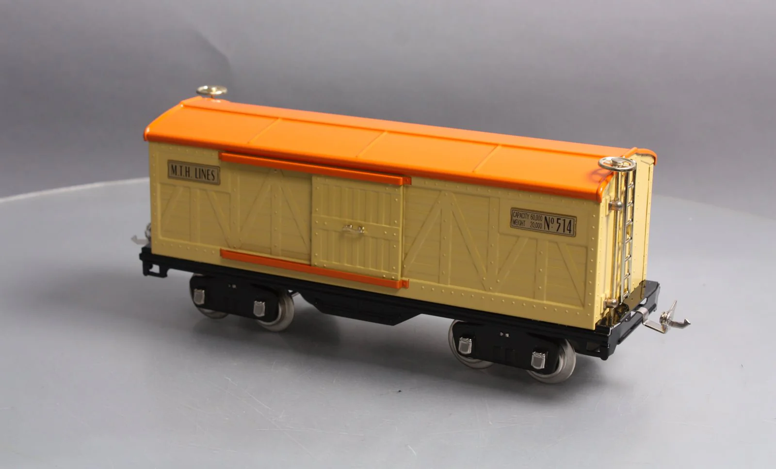 MTH 10-108 Std. Gauge 500 Series Cream Boxcar #514 with Brass Trim LN/Box - Image 3