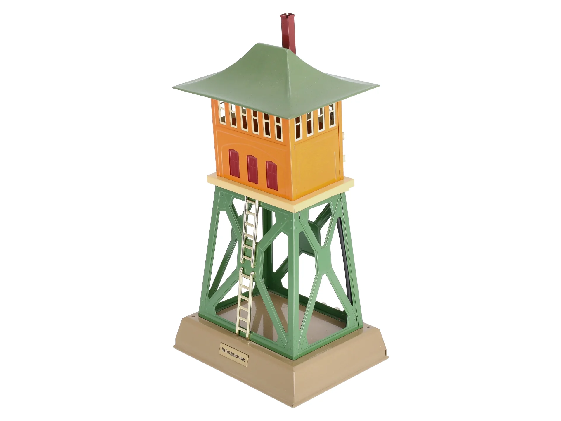 MTH 10-4026 Ives 1867 Tinplate Signal Tower (Orange/Green) EX/Box - Image 5