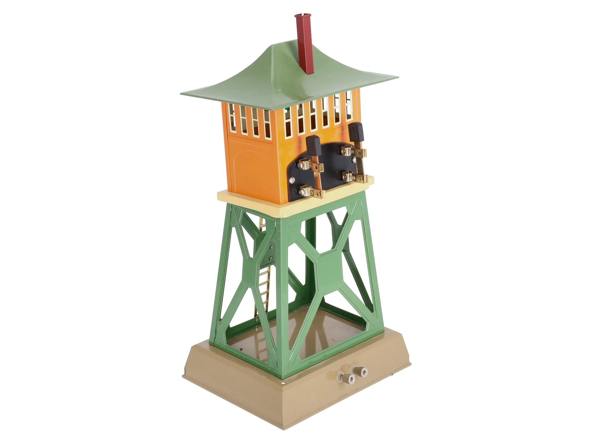 MTH 10-4026 Ives 1867 Tinplate Signal Tower (Orange/Green) EX/Box - Image 7