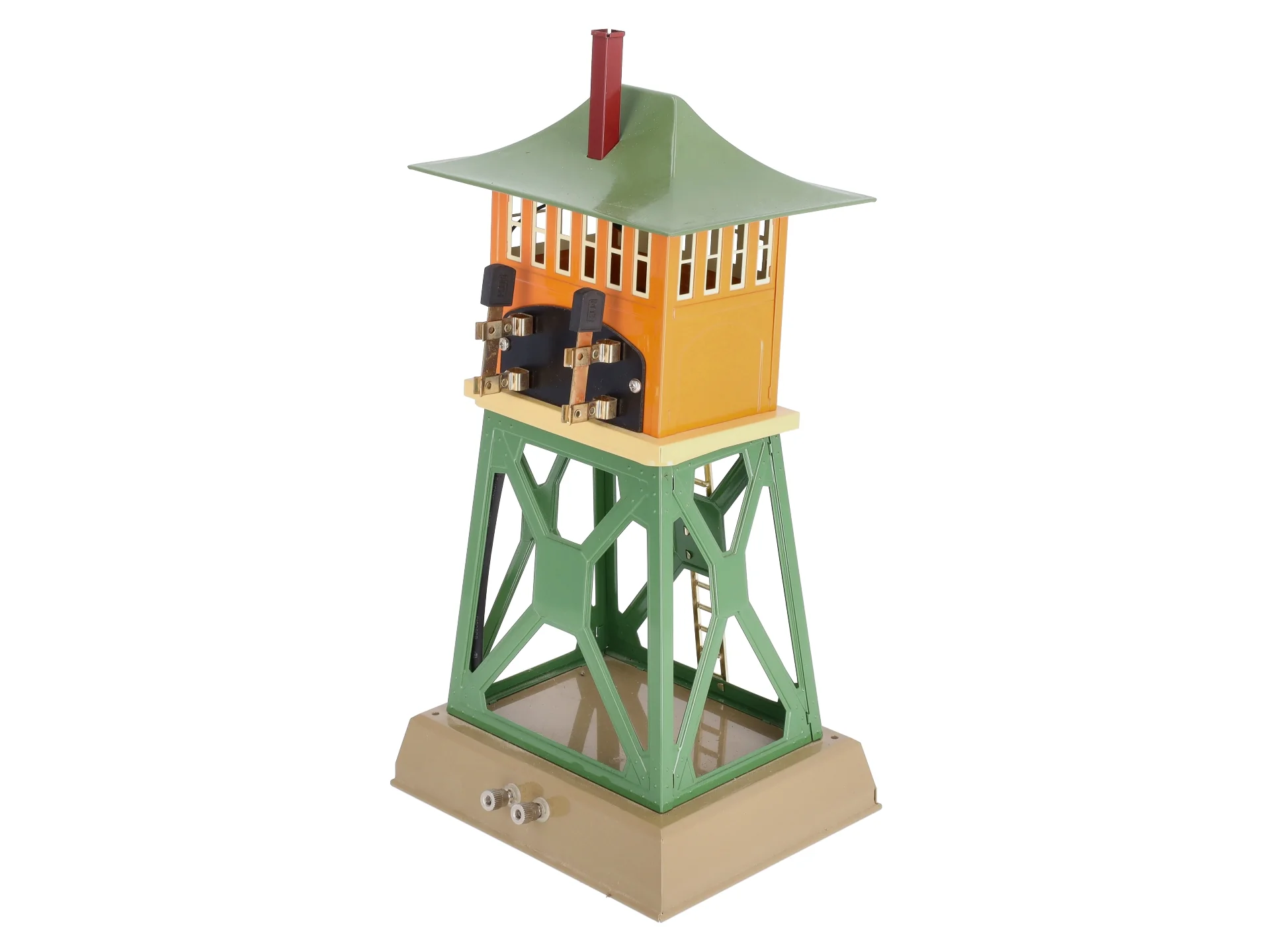 MTH 10-4026 Ives 1867 Tinplate Signal Tower (Orange/Green) EX/Box - Image 9