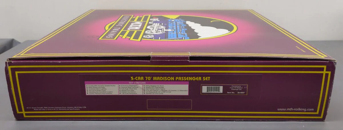 MTH 20-4087 O Pennsylvania 70' Madison Passenger Car Set (Set of 5) EX/Box - Image 7