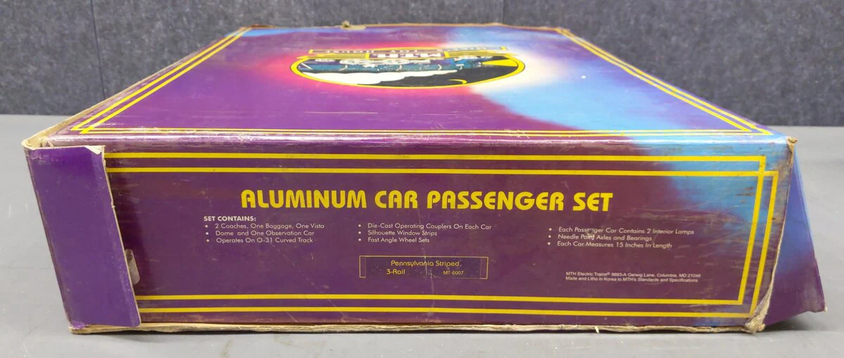 MTH 20-6007 O Scale Pennsylvania 60' Aluminum Passenger Car Set (Set of 5) EX/Box - Image 9