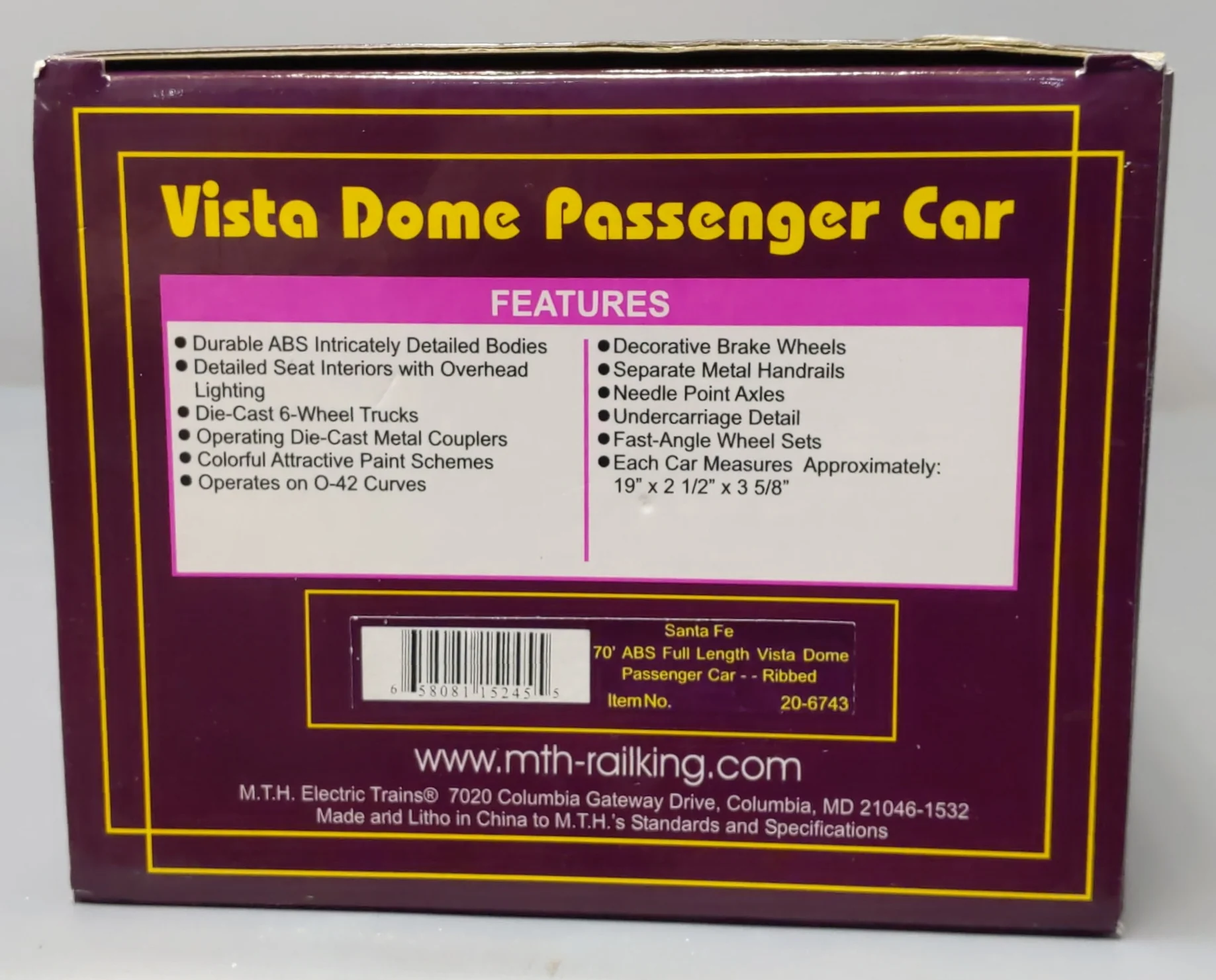 MTH 20-6743 O Gauge Santa Fe Vista Dome Passenger Car #508 EX/Box - Image 10