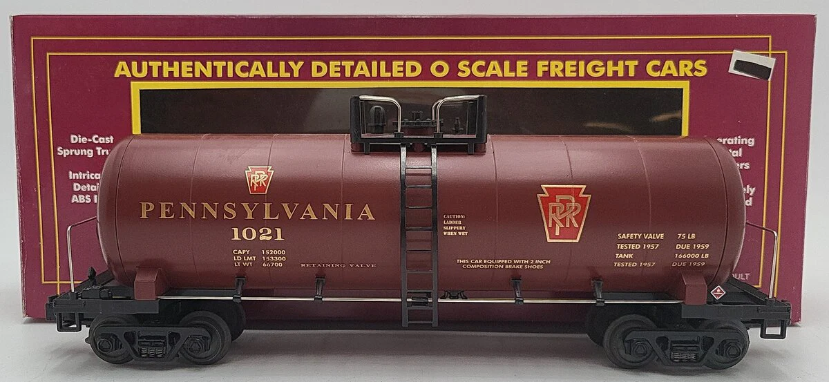 MTH 20-90003E O Gauge Pennsylvania Single Dome Tank Car #1021 EX/Box