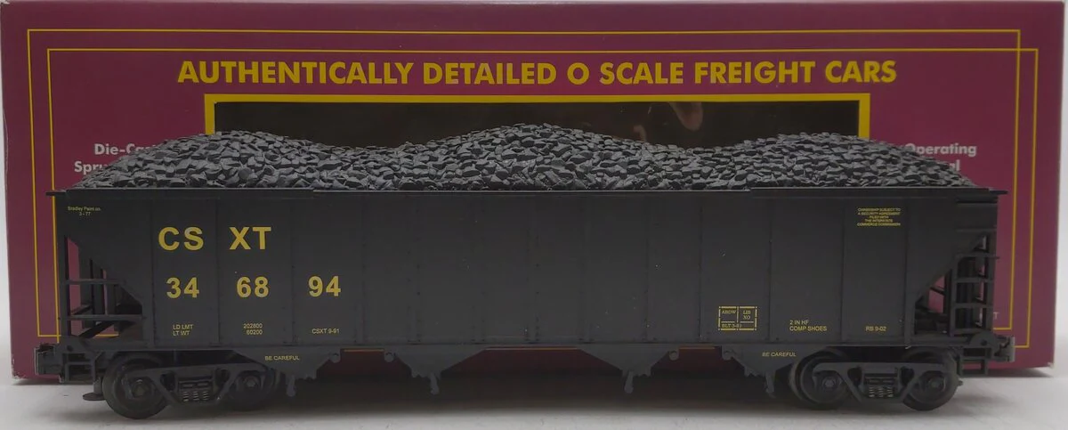 MTH 20-97407 O CSX 4-Bay Hopper Car w/ Coal Load #346894 LN/Box
