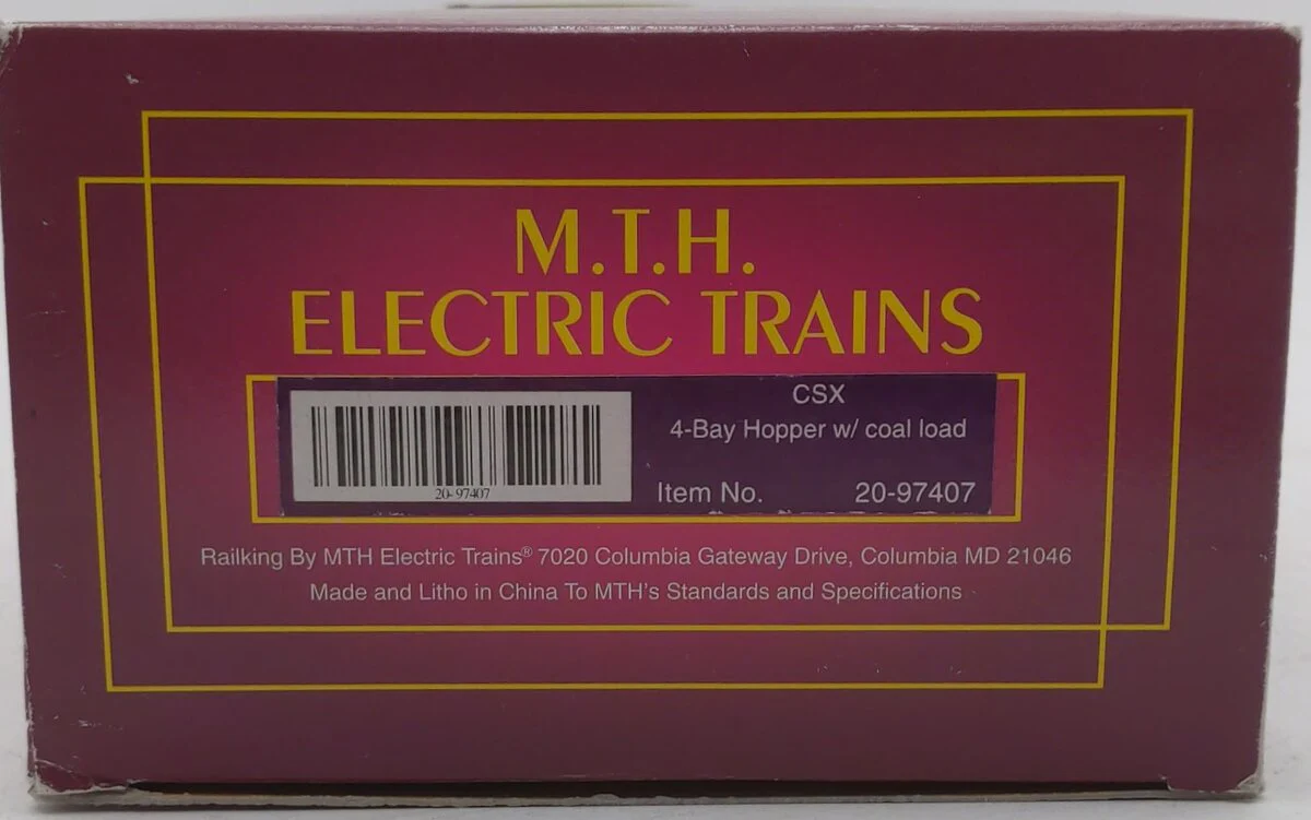 MTH 20-97407 O CSX 4-Bay Hopper Car w/ Coal Load #346894 LN/Box - Image 7