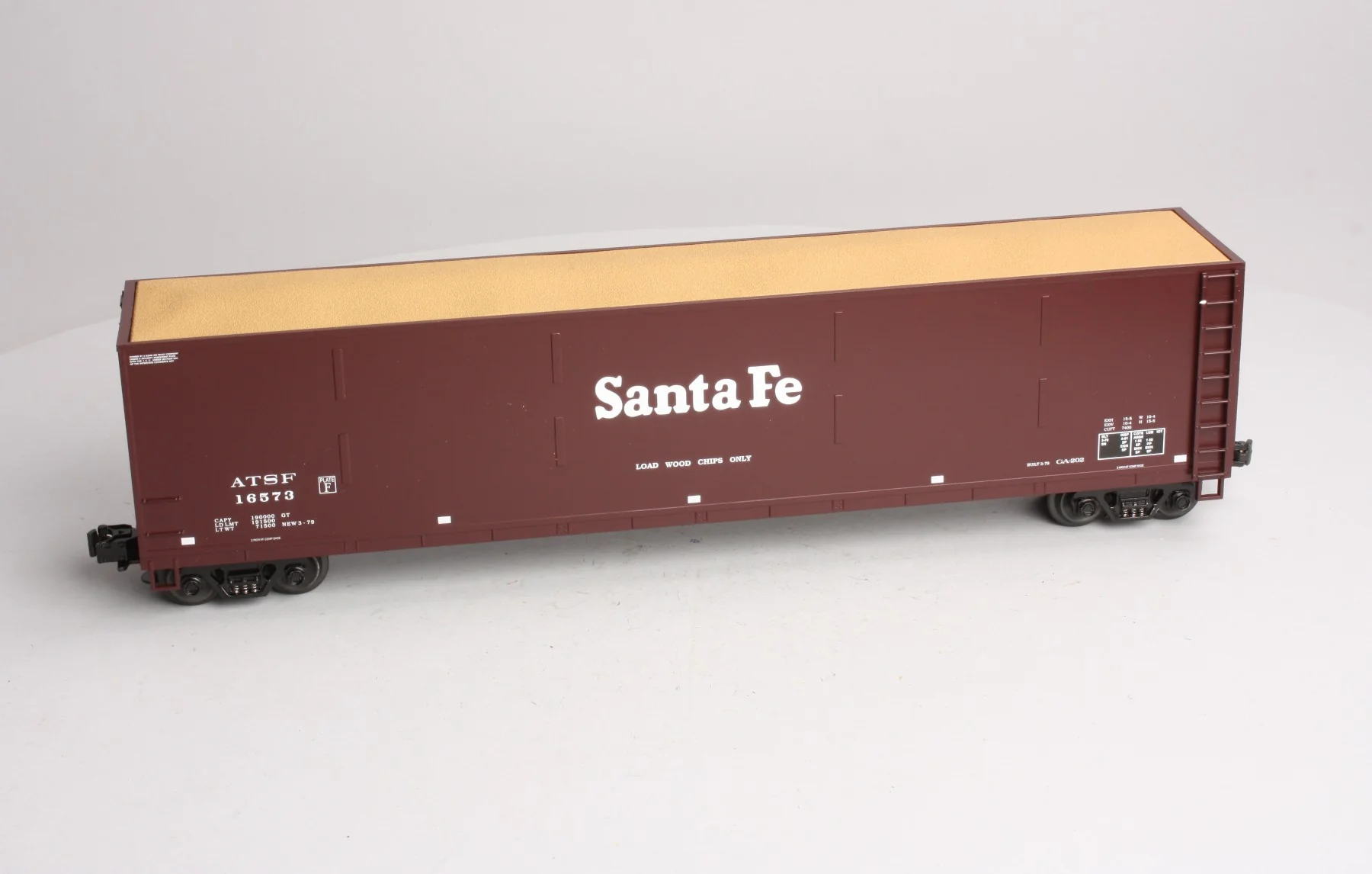 MTH 20-97503 O Santa Fe Wood Chip Hopper w/ Load #16573 LN/Box - Image 6