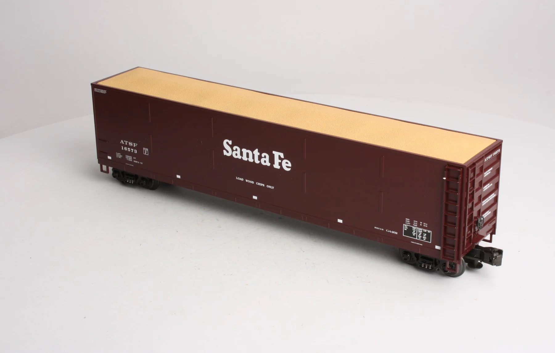 MTH 20-97503 O Santa Fe Wood Chip Hopper w/ Load #16573 LN/Box - Image 7