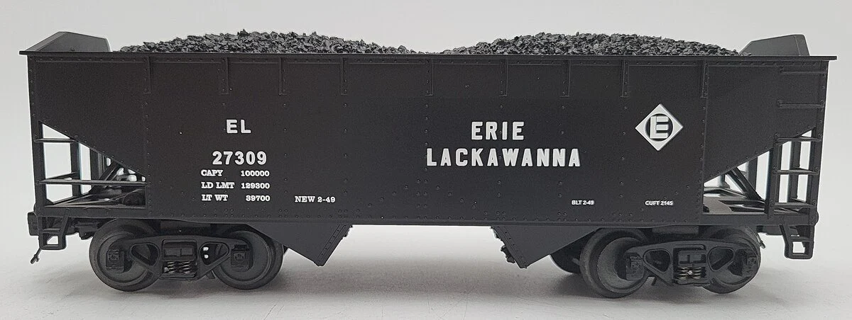 MTH 20-97545 O Gauge Erie Lackawanna 2-Bay Hopper w/Coal Load #27309 LN/Box - Image 3