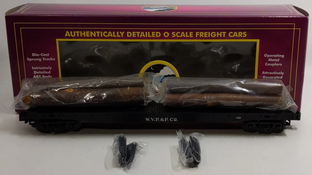 MTH 20-98103B O Gauge West Virginia Pulp and Paper Log Car w/Logs #162 EX/Box