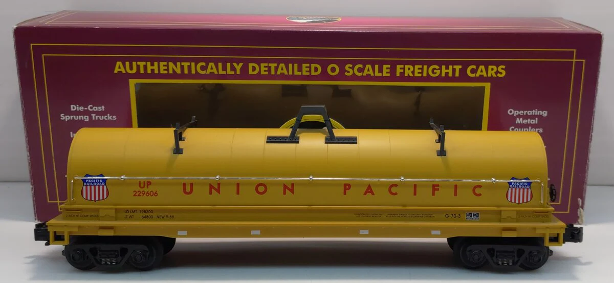 MTH 20-98204 O Gauge Union Pacific Steel Coil Car w/ Cover #229606 LN/Box
