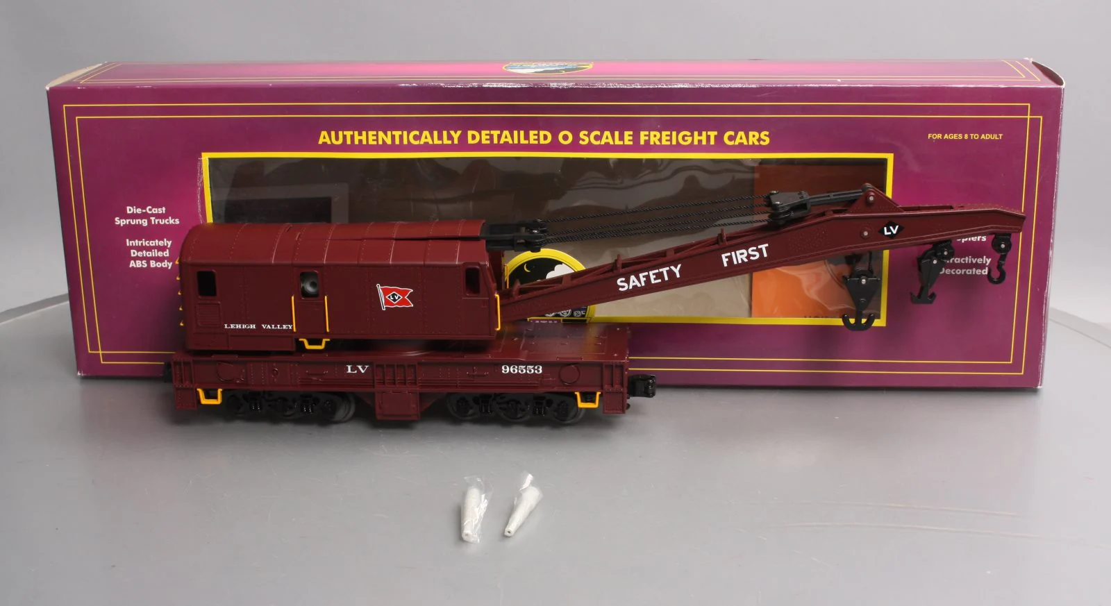 MTH 20-98221 O Gauge Lehigh Valley Crane Car #96553 LN/Box
